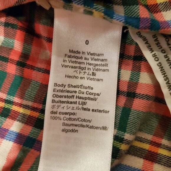 J Crew Classic Fit Boy Shirt Coral Tartan Flannel Button Down 0 - Picture 2 of 5